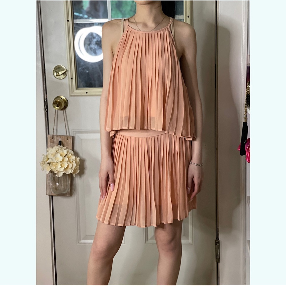 Showpo Peach Chiffon Pleated Set by Mia